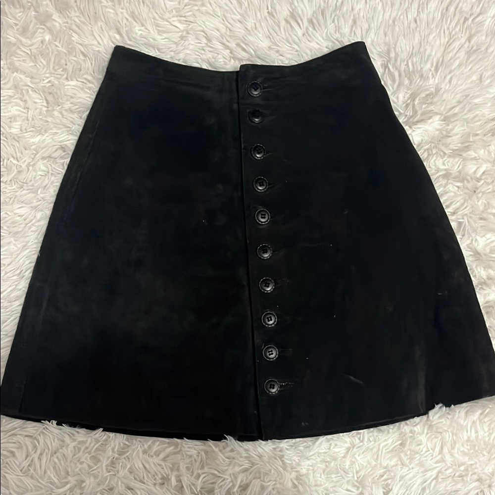 Leather Vintage Black Button-Up Women's Skirt